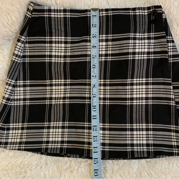 Vintage skirt black and white tartan plaid wrap style xs/s mini - Picture 6 of 11